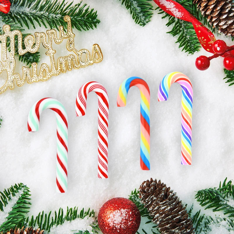 10/30/50pcs Mini Candy Cane Ornaments – Red & White Resin DIY Christmas Decorations for Home & New Year 2025