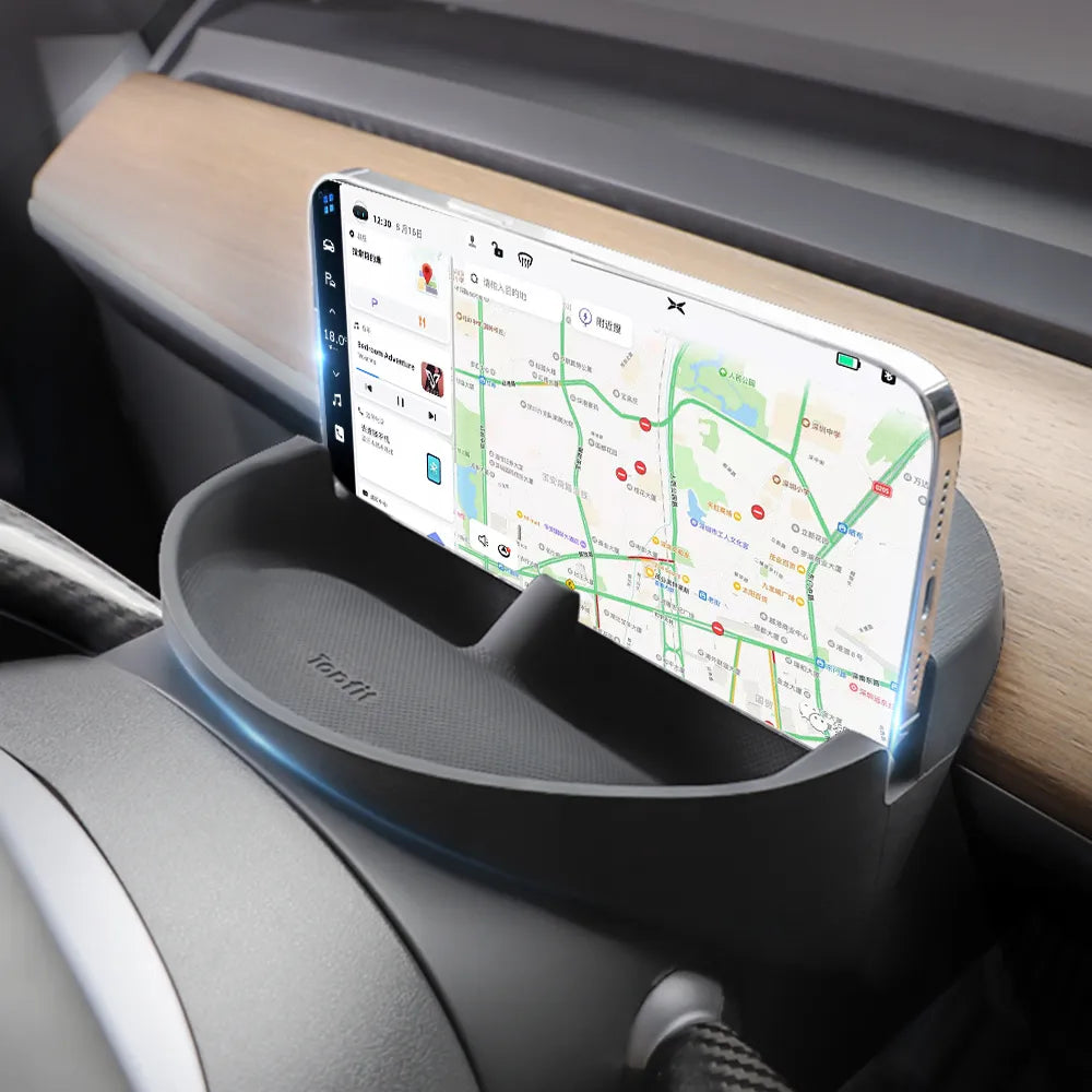 Herval Tesla Model Y 3 Phone Holder: Silicone Glasses Organizer Stand - Steering Wheel Phone Holder and Accessory Support