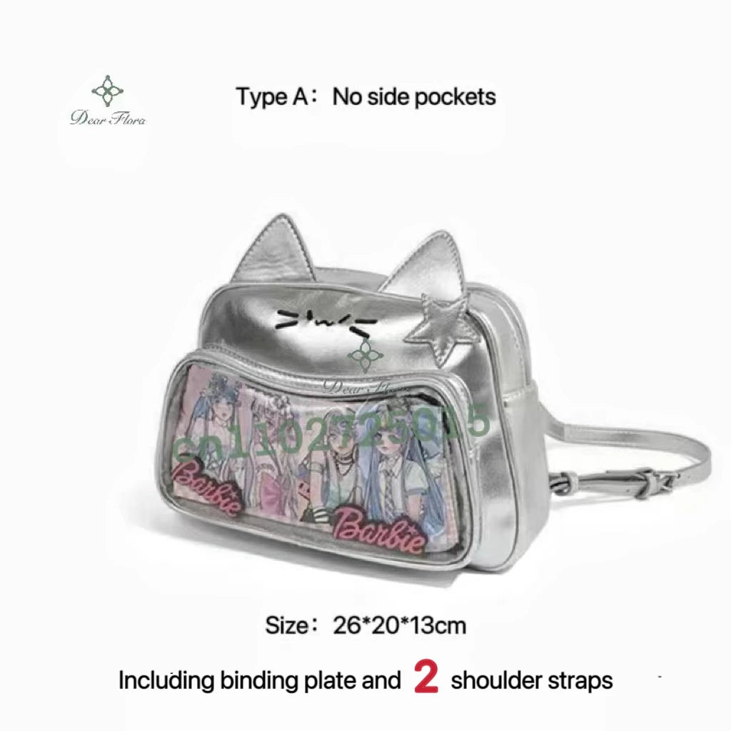 Y2K Korean Kawaii Cat Ita Bag — Cute PU Transparent Shoulder & Crossbody Bag for Girls, Harajuku Style Backpack