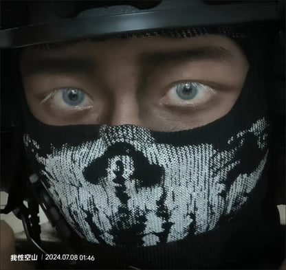 Skull Ghost Motorcycle Mask - Windproof Skeleton Face Cover for Cosplay, Riding & Outdoor Wear