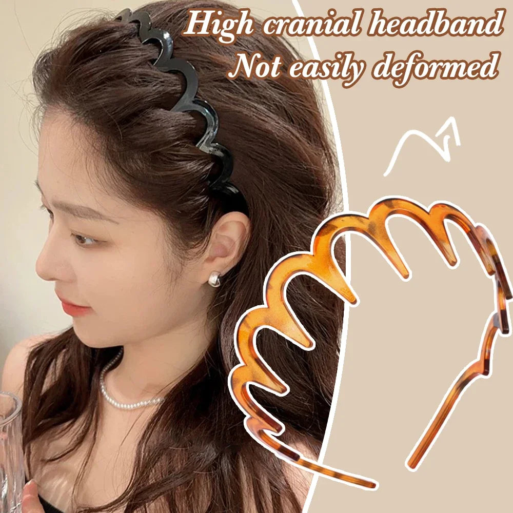 Fashion Wave Headbands for Women – Solid Color Toothed Non-Slip Hair Bands, Face Wash & Sports Hairbands, Hair Accessories for Girls