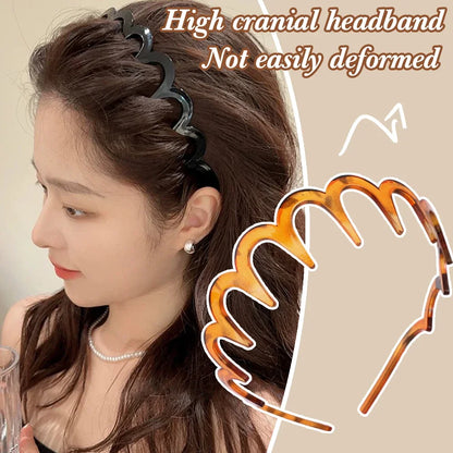 Fashion Wave Headbands for Women – Solid Color Toothed Non-Slip Hair Bands, Face Wash & Sports Hairbands, Hair Accessories for Girls