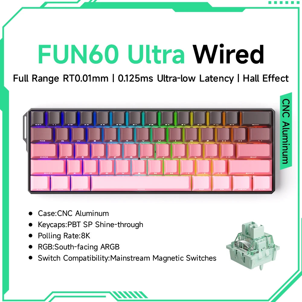 Akko MonsGeek FUN60 60% Mechanical Gaming Keyboard – Magnetic Switch, 8K Rapid Trigger, ARGB HE/TMR Custom Keyboard