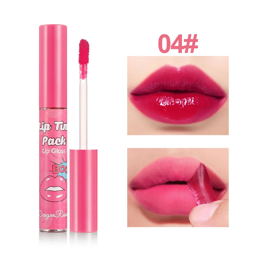 Peel-Off Rose Red Lip Gloss & Lip Stain – Waterproof, Transfer-Resistant Liquid Lipstick with Long-Lasting Tattoo Effect & Contour Definition Makeup
