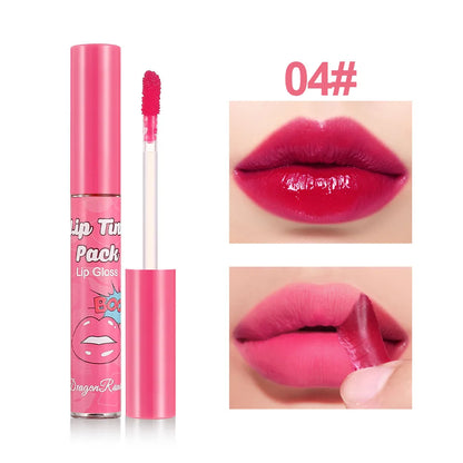 Peel-Off Rose Red Lip Gloss & Lip Stain – Waterproof, Transfer-Resistant Liquid Lipstick with Long-Lasting Tattoo Effect & Contour Definition Makeup
