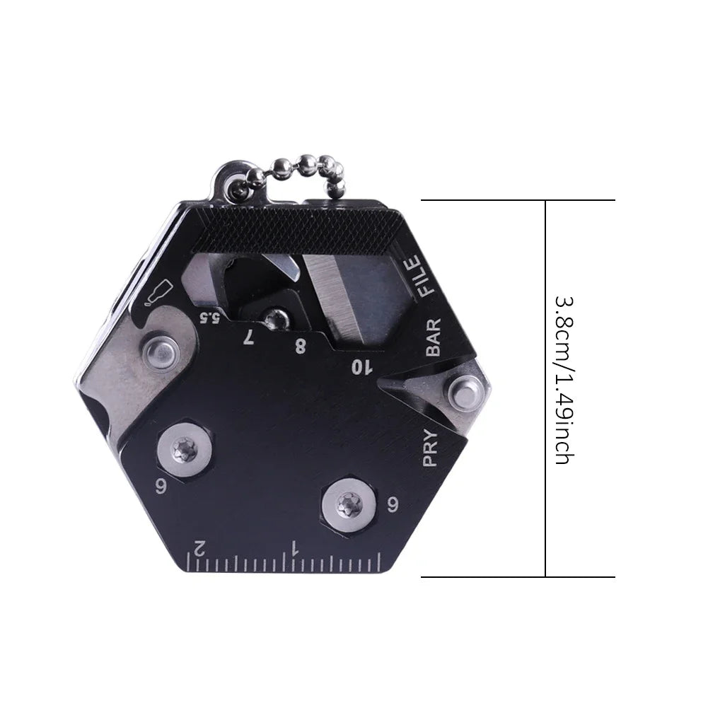 Multifunctional Hexagon Keychain Tool – Mini EDC Screwdriver, Folding Coin Knife & Pocket Gear for Outdoor Use