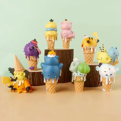 Pokémon Ice Cream Cone Blind Box Figure - Cute Psyduck and Gengar Anime Collectible Desktop Ornament Gift