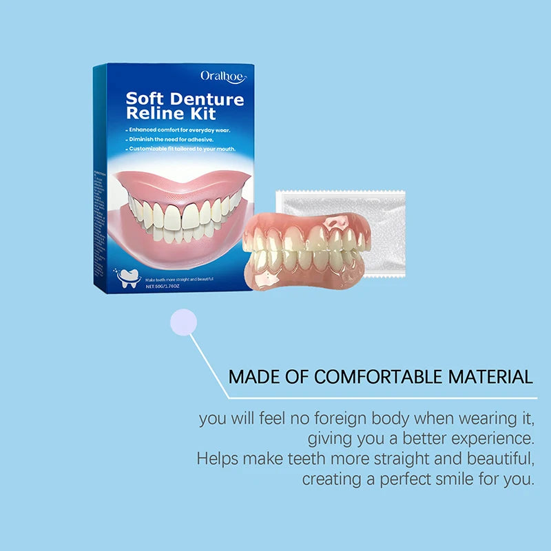 Denture Silicone Kit – Soft Denture Liners for Upper & Lower Teeth, Easy Use Dental Care Replacement Set