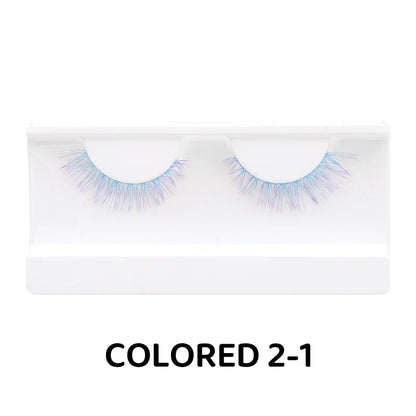 Colorful Halloween False Eyelashes – Blue, Red & Pink Cosplay Fake Lash Extensions for Makeup Looks