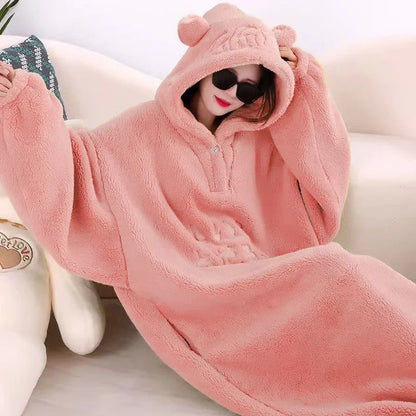 WASART Winter Hooded Fleece Blanket – Ultra Plush Oversized Sweater Blanket with Sleeves, Warm Flannel for Outdoor Use