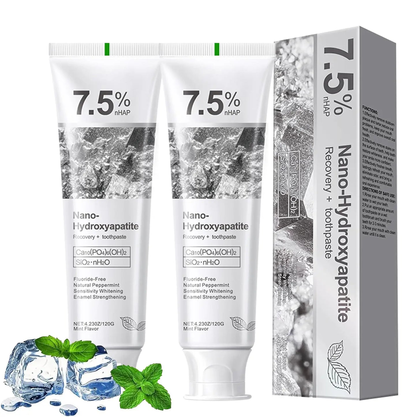 7.5% Hydroxyapatite Toothpaste – Gentle & Effective Enamel Protection for Sensitive Teeth, Fresh and Safe Formula