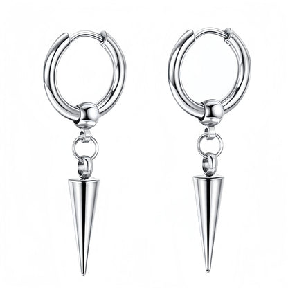 Long Hanging Cross & Leaf Hoop Earrings – Vintage Stainless Steel Hip Hop Unisex Jewelry Accessories