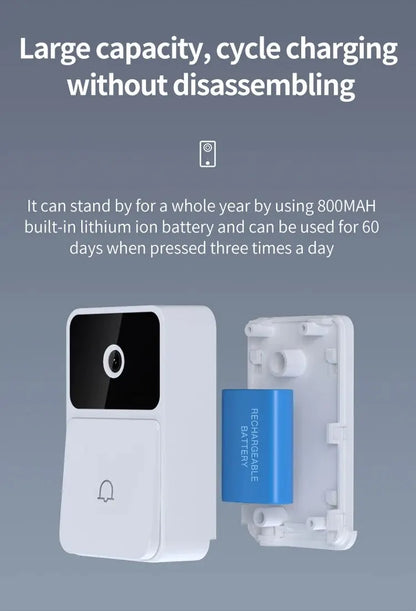 WiFi Video Doorbell Camera – Wireless HD Security, Night Vision, Two-Way Intercom, Voice Changer for Smart Home