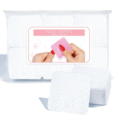 Lint-Free Nail Wipes - 300pcs Cotton Pads for Gel Polish Removal & Nail Cleaning