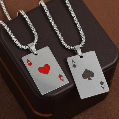 Ace of Spades Playing Card Necklace – Trendy Pendant Chain for Men & Women
