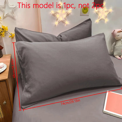 Matte Solid Color Pillowcase - Soft Pocket Sealed Bedroom Bedding Cover