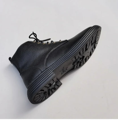 Careaymade 100% Genuine Leather Wide Casual Women’s Short Boots – Big Size, Handmade Men’s Wool Boots