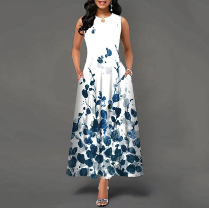 Women’s Loose Floral Vintage Maxi Dress – Ruffled Summer Party Camis, Elegant Big & Large Size Dress