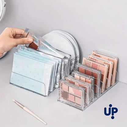 7-Slot Transparent Cosmetic Organizer - Multi-Functional Makeup Storage Holder for Home, Office & Bathroom