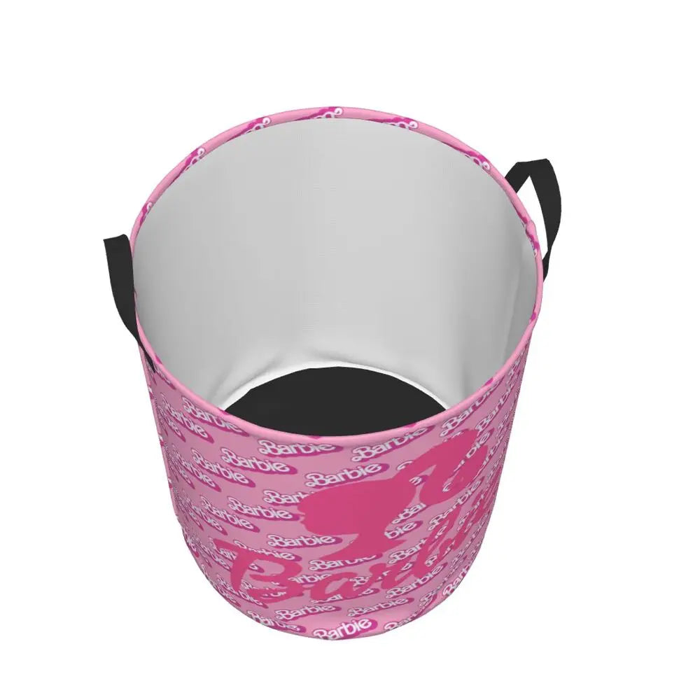 Custom Barbie Logo Laundry Basket – Collapsible Large Capacity Clothes Storage Bin, Disney Baby Hamper