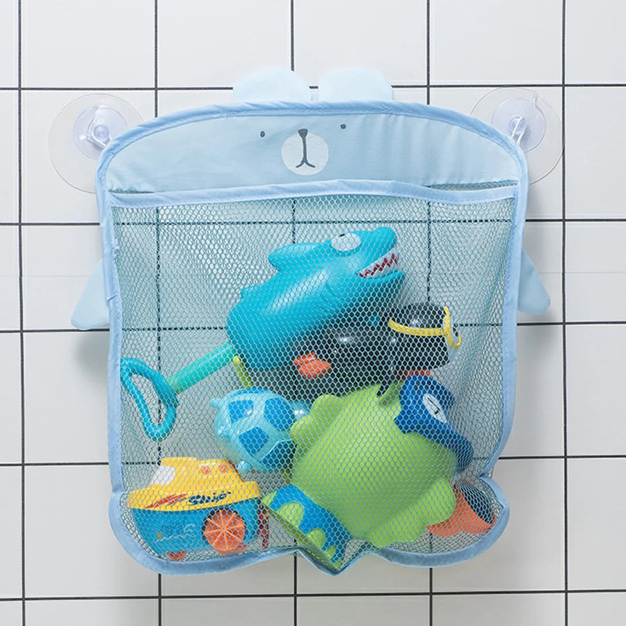 Cartoon Duck Baby Bath Toy Bag - Suction Mesh Storage Net for Kids Bathroom Toy Organizer