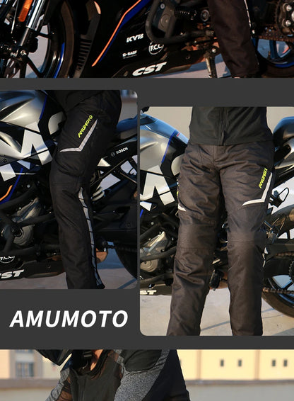 AMU Motorcycle Quick Take-Off Pants - Waterproof, Windproof, Thermal Protective Gear for Men & Women
