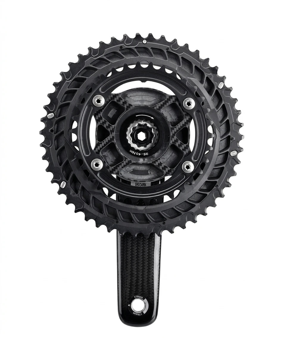 Road Bike Carbon Fiber Crankset - 165/167.5/170/172.5mm BCD 110mm Titanium Alloy 24mm Axis for Shimano Folding Bikes