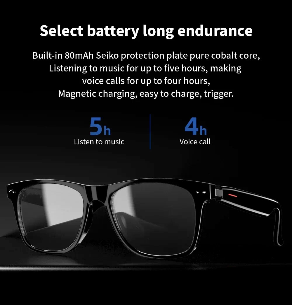 Hiwego Camera Smart Music Sunglasses – Wireless Bluetooth Headset with HIFI Sound, Earphones, Hands-Free Call & Driving Glasses