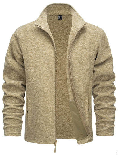 TACVASEN Men’s Lightweight Fleece Jacket - Full Zip Spring Casual Outdoor Sportswear with Pockets & Stand Collar