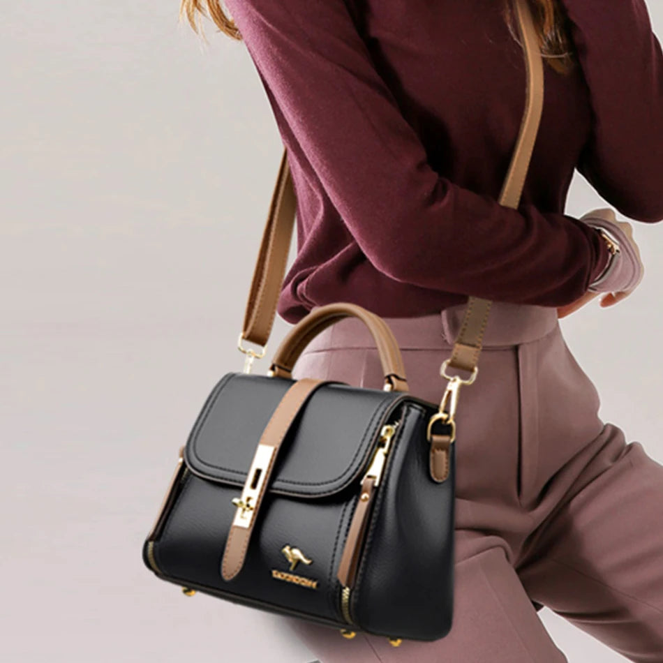 Genuine Leather Women’s Designer Handbag – Luxury Crossbody Messenger & Shoulder Tote Bag