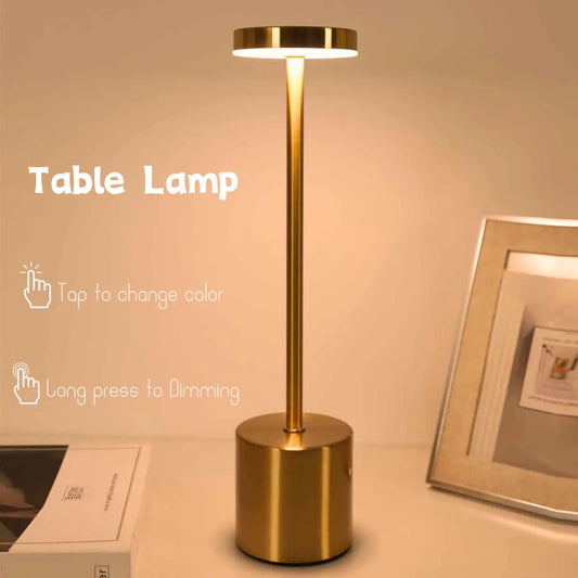 Elevate Your Ambiance: Simple LED Rechargeable Touch Metal Table Lamp - Three Colors, Ideal Bedside or Outdoor Decoration Night Light - Enhance Your Space with Creative Ambient Lighting