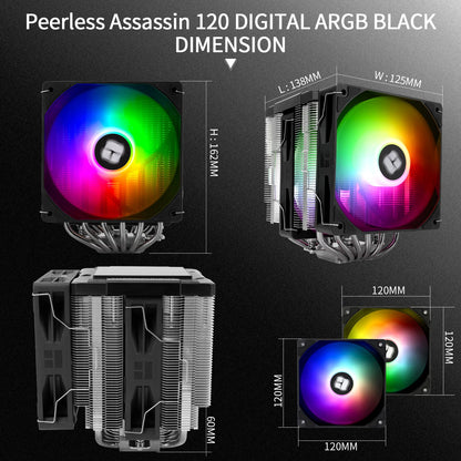 Thermalright Peerless Assassin 120 ARGB CPU Air Cooler – Digital Black Dual Tower High Performance Radiator for Intel LGA1851/1700/1200/115X & AMD AM4/AM5