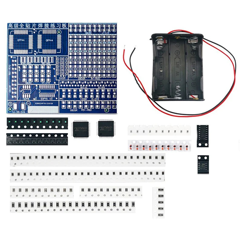 SMD SMT Soldering Practice Board DIY Electronic Project Kit - LED Transistor Components Training Board for Beginners
