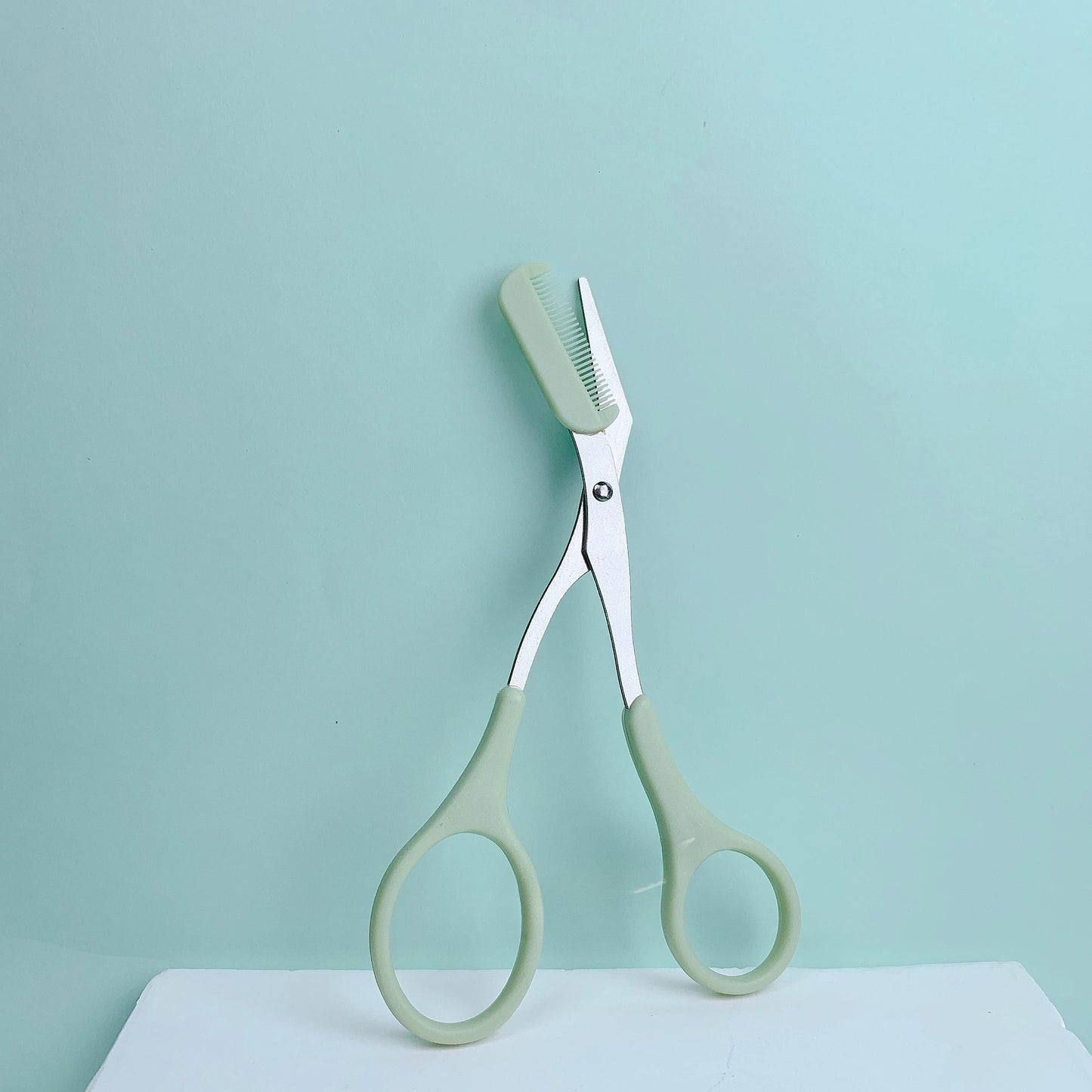 Pink Eyebrow Trimming Scissors with Comb – Stainless Steel Precision Grooming Tool