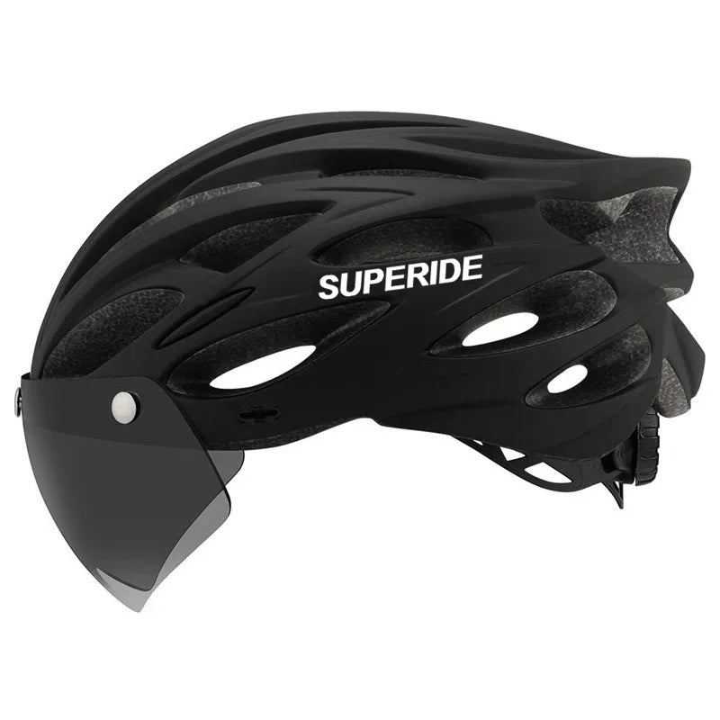 SUPERIDE Ultralight Cycling Helmet - In-Mold Road & MTB Bike Helmet with Magnetic Goggles & Sun Visor for Men & Women