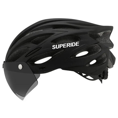 SUPERIDE Ultralight Cycling Helmet - In-Mold Road & MTB Bike Helmet with Magnetic Goggles & Sun Visor for Men & Women