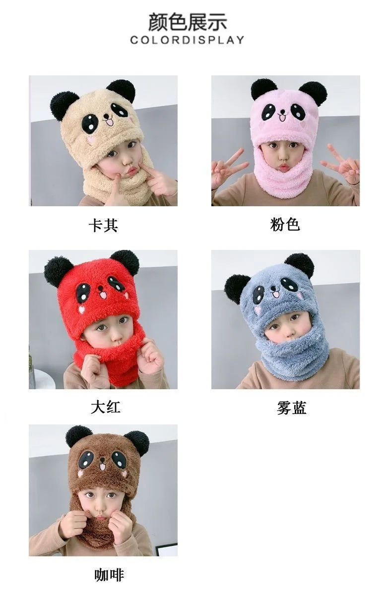 Fashionable Kids Beanie Set - Autumn & Winter Cartoon Scarf Hat, Double Layer Wool, Warm Boys & Girls Winter Hat