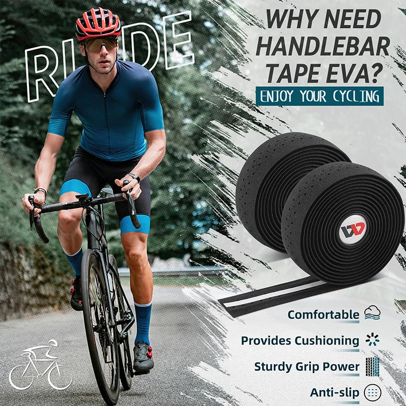 WEST BIKING EVA High Tenacity Handlebar Tape — Shock Absorbing Adhesive Bar Tape with Holes for Road Bikes