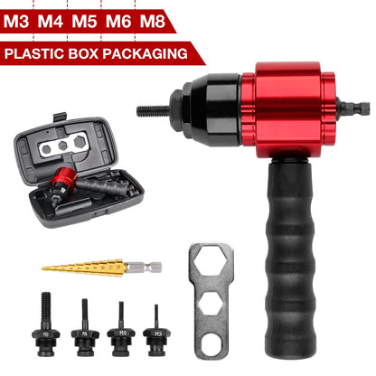 Electric Rivet Nut Gun – M3-M8 DIY Home Riveting Tool, Plug-in Converter for Electric Drill