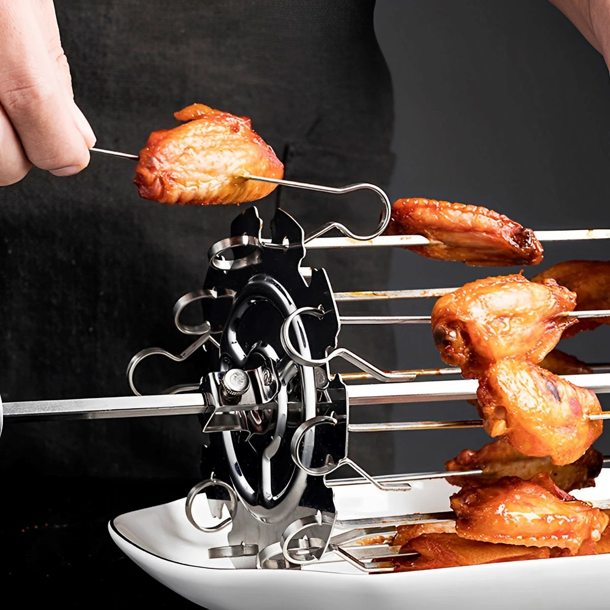 Stainless Steel Oven Grill Cage – Heat-Resistant Non-Stick BBQ Meat Skewer Rotisserie Kebab Maker