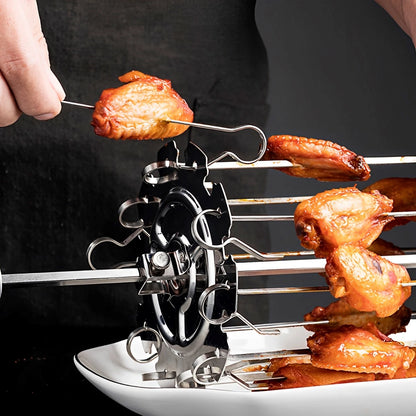 Stainless Steel Oven Grill Cage – Heat-Resistant Non-Stick BBQ Meat Skewer Rotisserie Kebab Maker