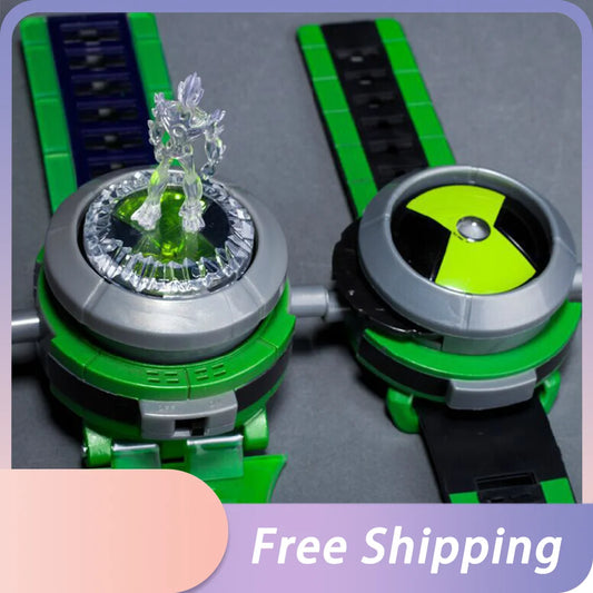 Ben10 Omnitrix Watch – Kids Action Figure Toy Watch with Ben 10 Figurines, Cartoon Children’s Watch for Christmas Gifts
