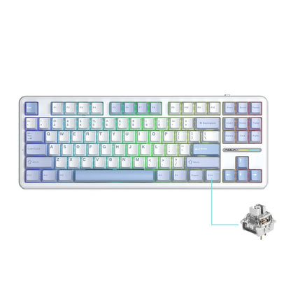 AULA F87 Pro Tri-Mode Mechanical Keyboard – 2.4G/USB/Bluetooth, 87-Key, 5-Layer Silencing, Ideal for Gaming & Typing