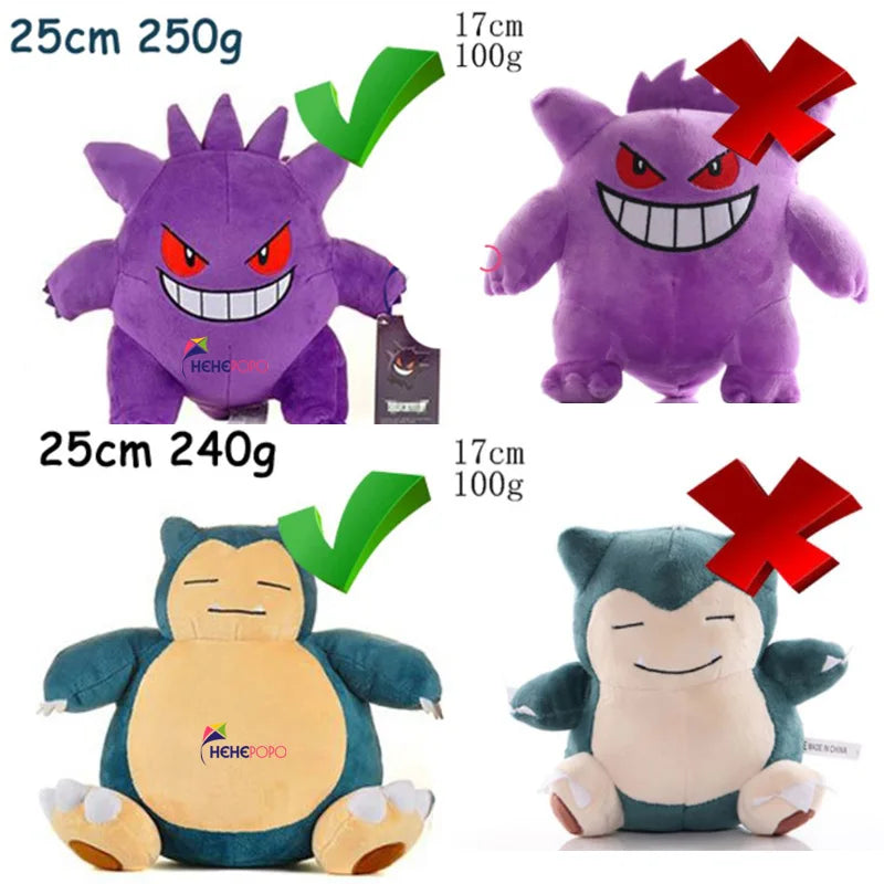 Original Pokémon Gengar Plush 24cm – Cute Pikachu Soft Stuffed Toy Doll for Kids Birthday Gift
