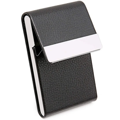 Slim PU Leather Business Card Holder Case – Metal Pocket Holder with Magnetic Closure for Name Cards