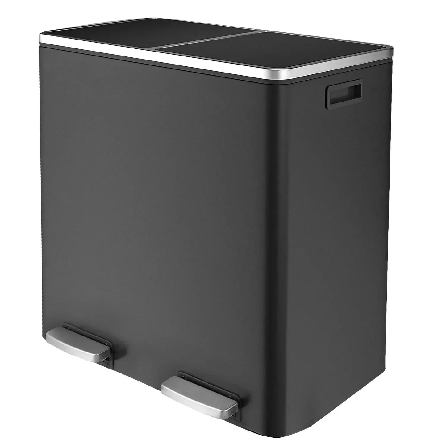 60L Dual Compartment Kitchen Step Trash Can – Hands-Free, Soft-Close Lid, Brushed Stainless Steel