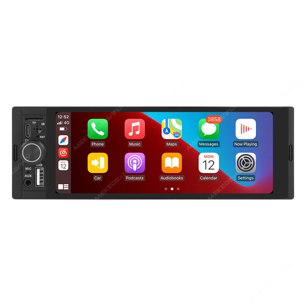1DIN Universal 6.86" MP5 Car Radio – Wireless CarPlay Android Auto Multimedia Video Player with AUX, USB, SWC, Bluetooth & Touchscreen