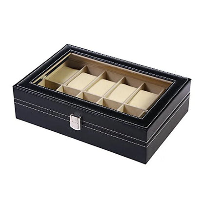 PU Leather Watch Organizer Box — Travel & Display Case Tray for Women’s Watch Collection Storage