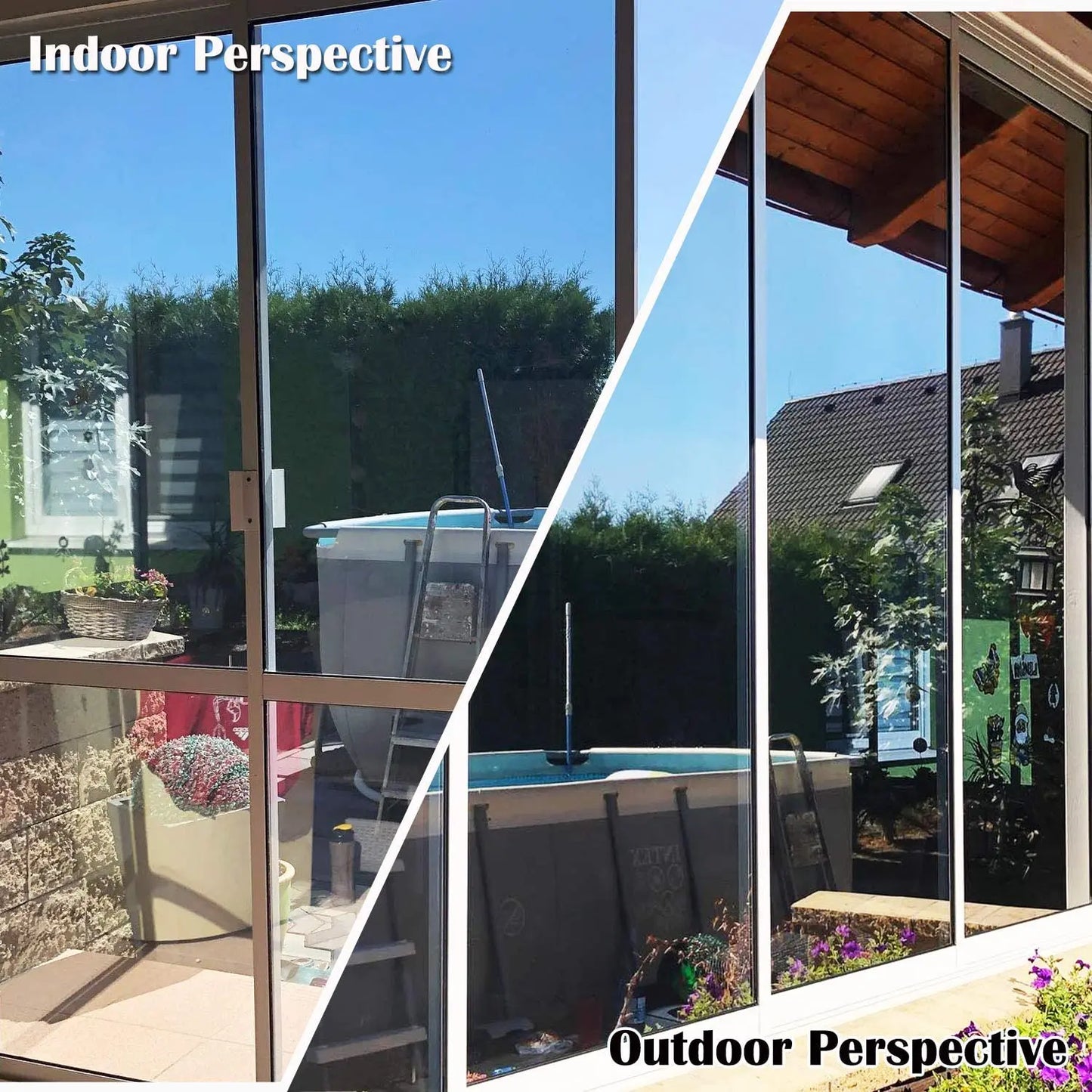 One Way Window Film - Mirror Effect Tint Glass Covering for Home Office, Reflective Heat Control Anti-UV Glass Door Sticker by AFDB