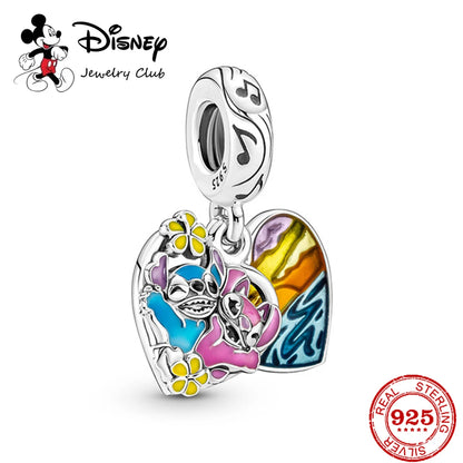 New 925 Sterling Silver Mickey Minnie Vinnie Charm – Beaded Fit for Original Pendant Bracelet, DIY Ladies Jewelry